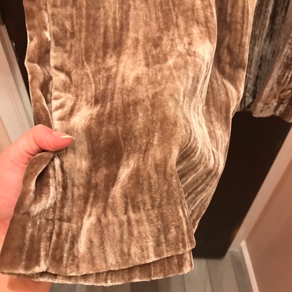 H&M Beige Champagne Crushed Velvet Wide Leg Trousers - Picture 6 of 7